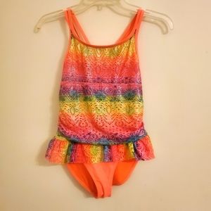 Wonder Nation Girls One Piece Rainbow Swimsuit